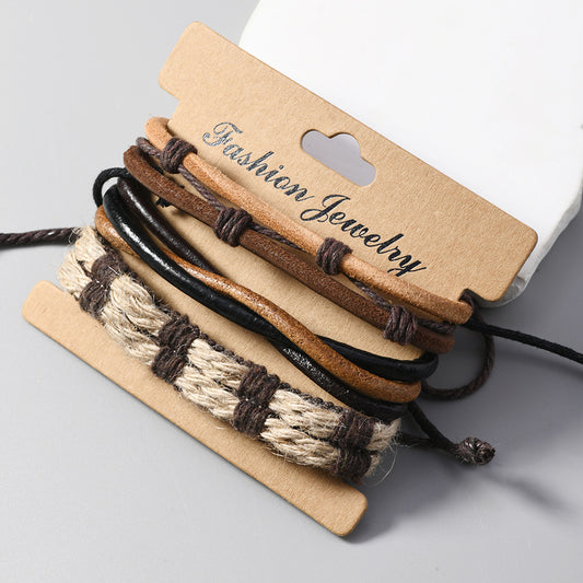 Men's Ornament Simple Handmade Woven Cattle Leather Bracelets