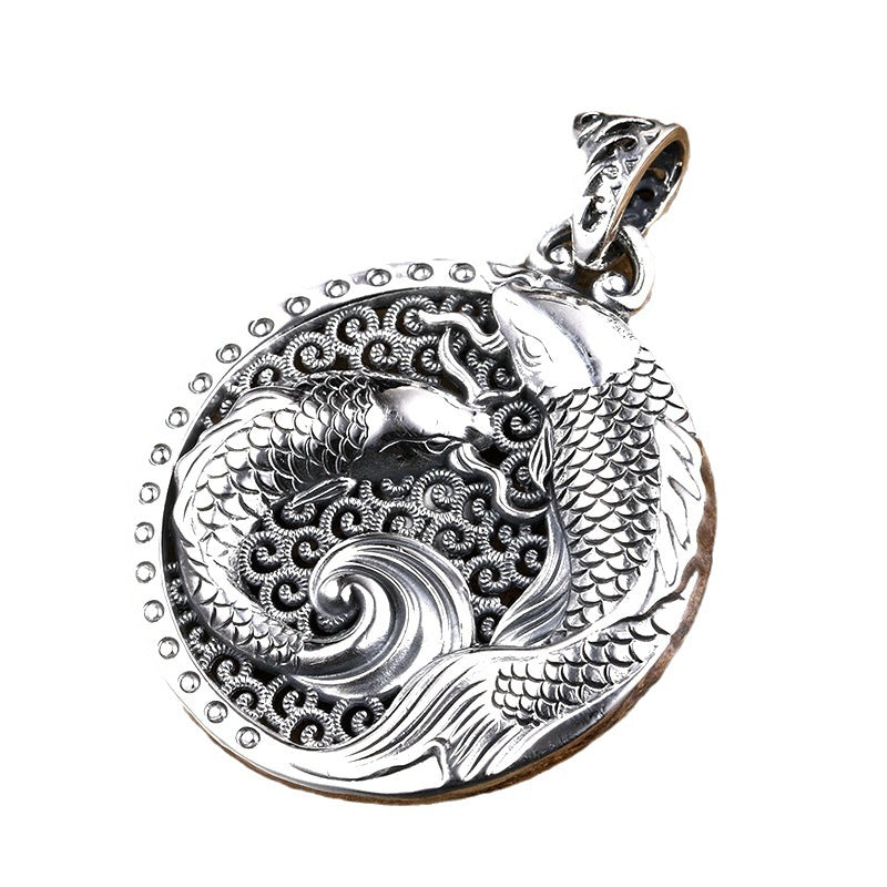 Double Koi Lucky Ethnic Style Vintage Sweater Pendants