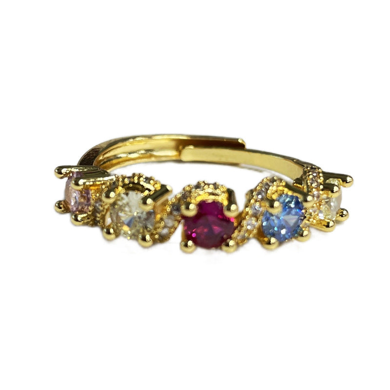 Women's Sugar Cube Chain Retractable Forefinger Sweet Cool Colorful Rings