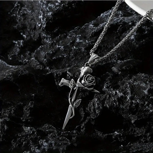 Men's Vintage Rose Cross Street Rock Necklaces