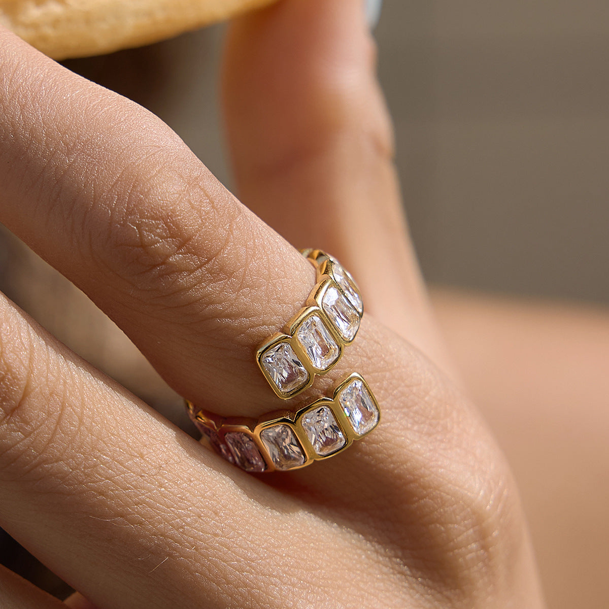 Titanium Steel Zircon Niche High-grade Stainless Ring