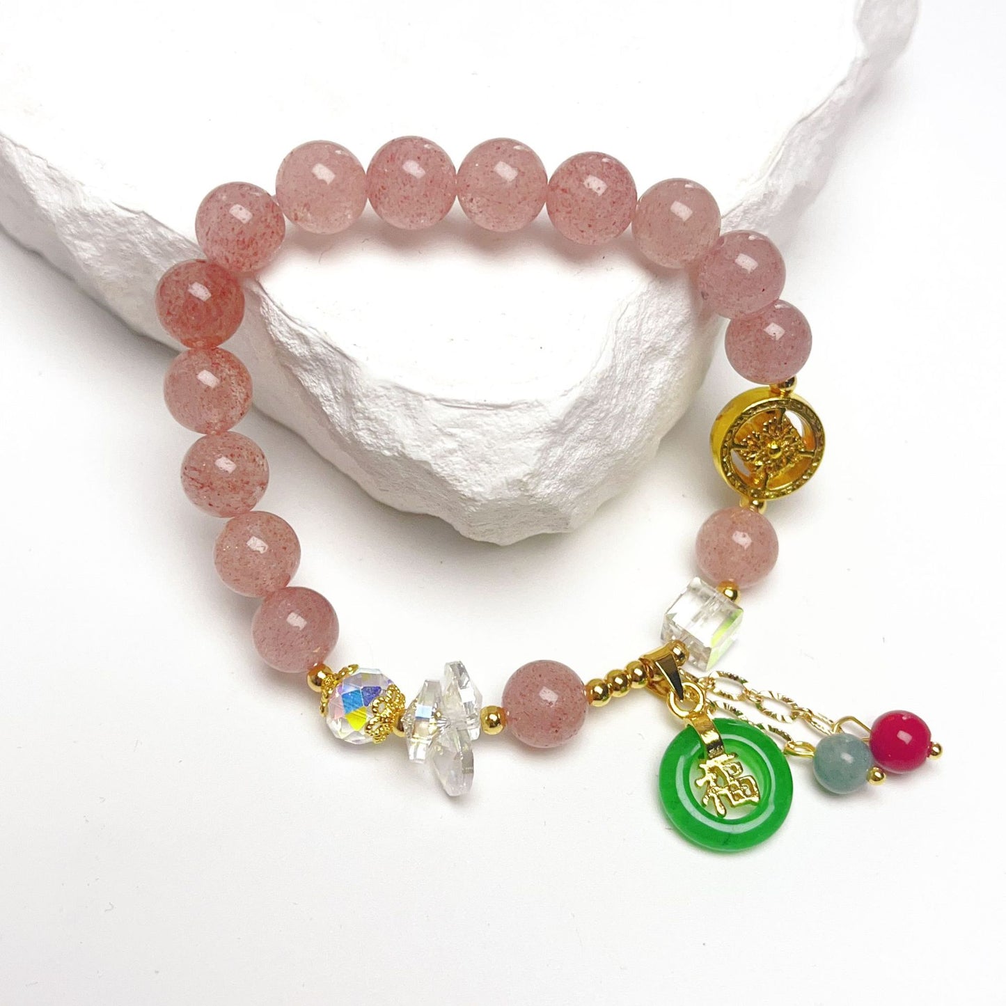 Women's Fashion Personality Strawberry Quartz Fu Character Style Bracelets