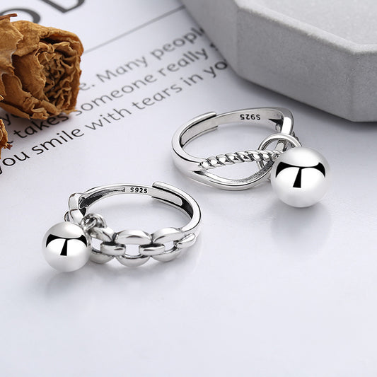 Trendy Sterling Sier Irregular Shape Stitching Rings