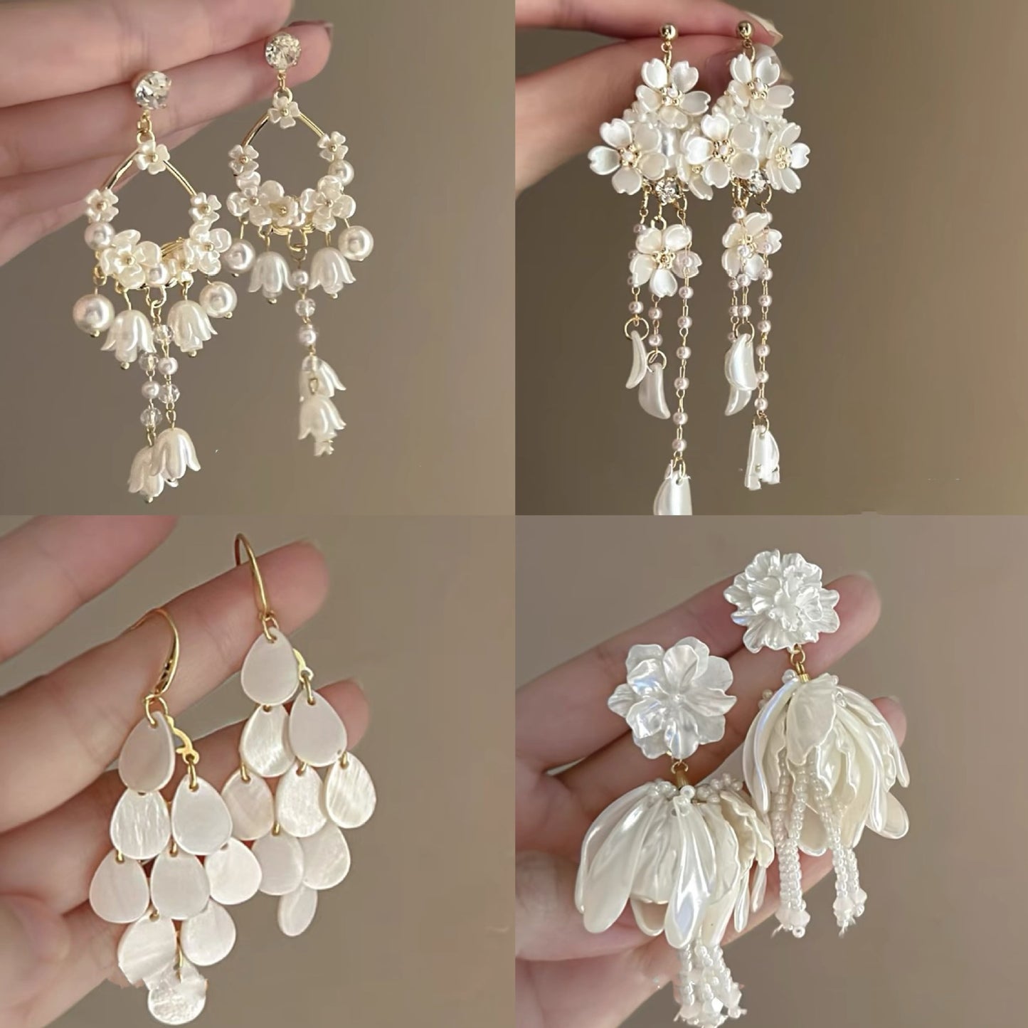 Needle High-grade Flower Tassel Pearl French Fashion Earrings