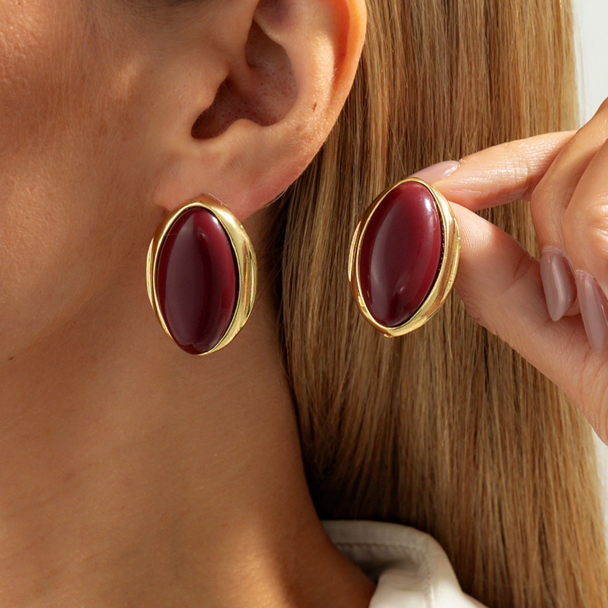 Style Resin Gemstone Niche Retro Geometric Ring