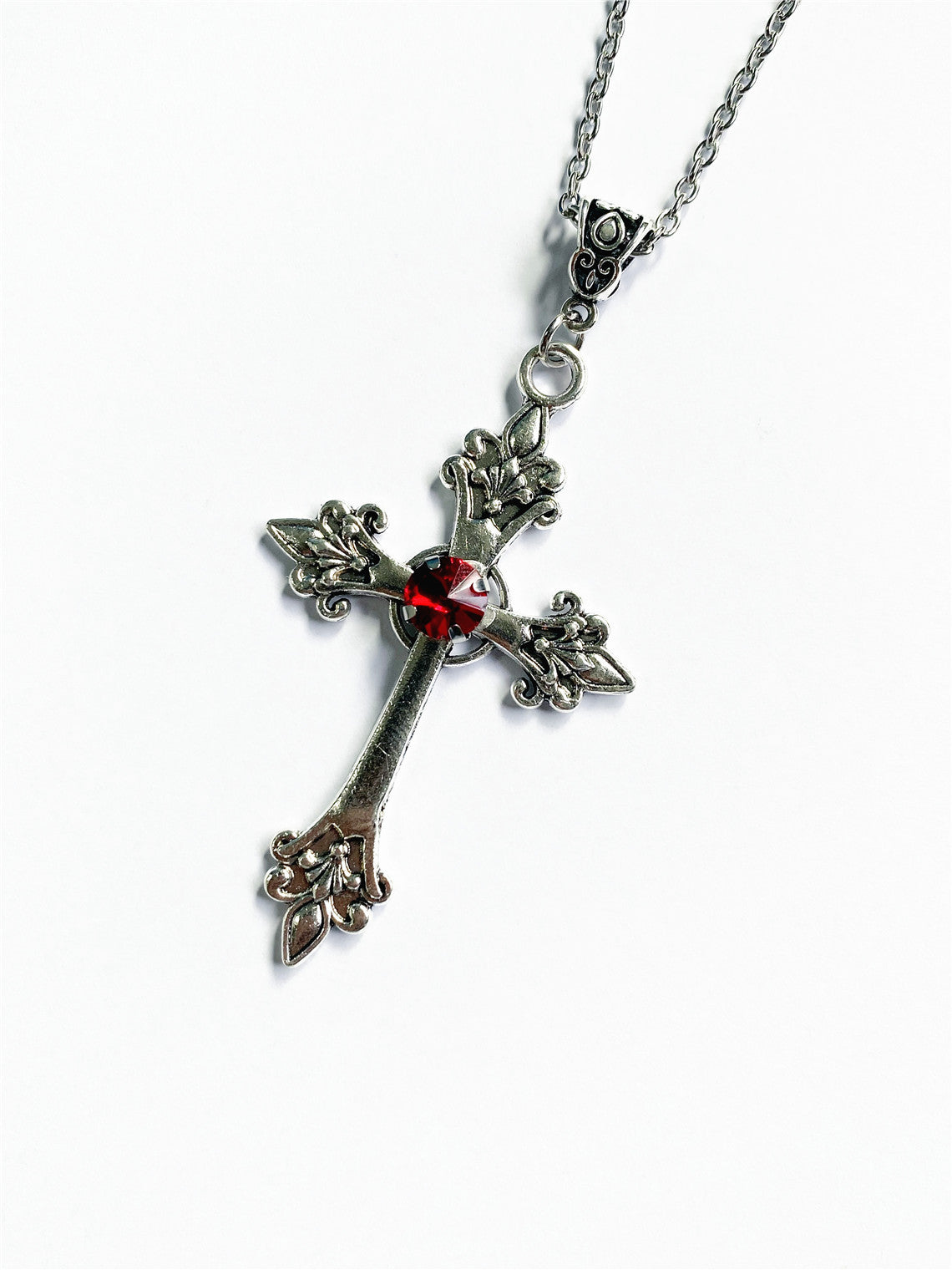 Cross Sier Tone Gothic Fashion Charm Declaration Gift Necklaces