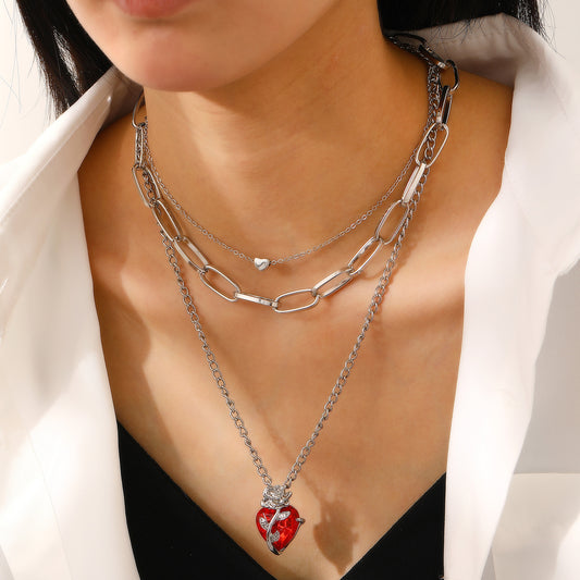 Women's Creative Roses Winding Heart Clavicle Chain Fashion Necklaces