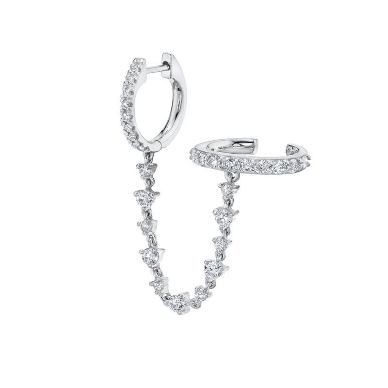 Women's Diamond Ear Chain Double Clip Fashion Trend Eardrop Earrings