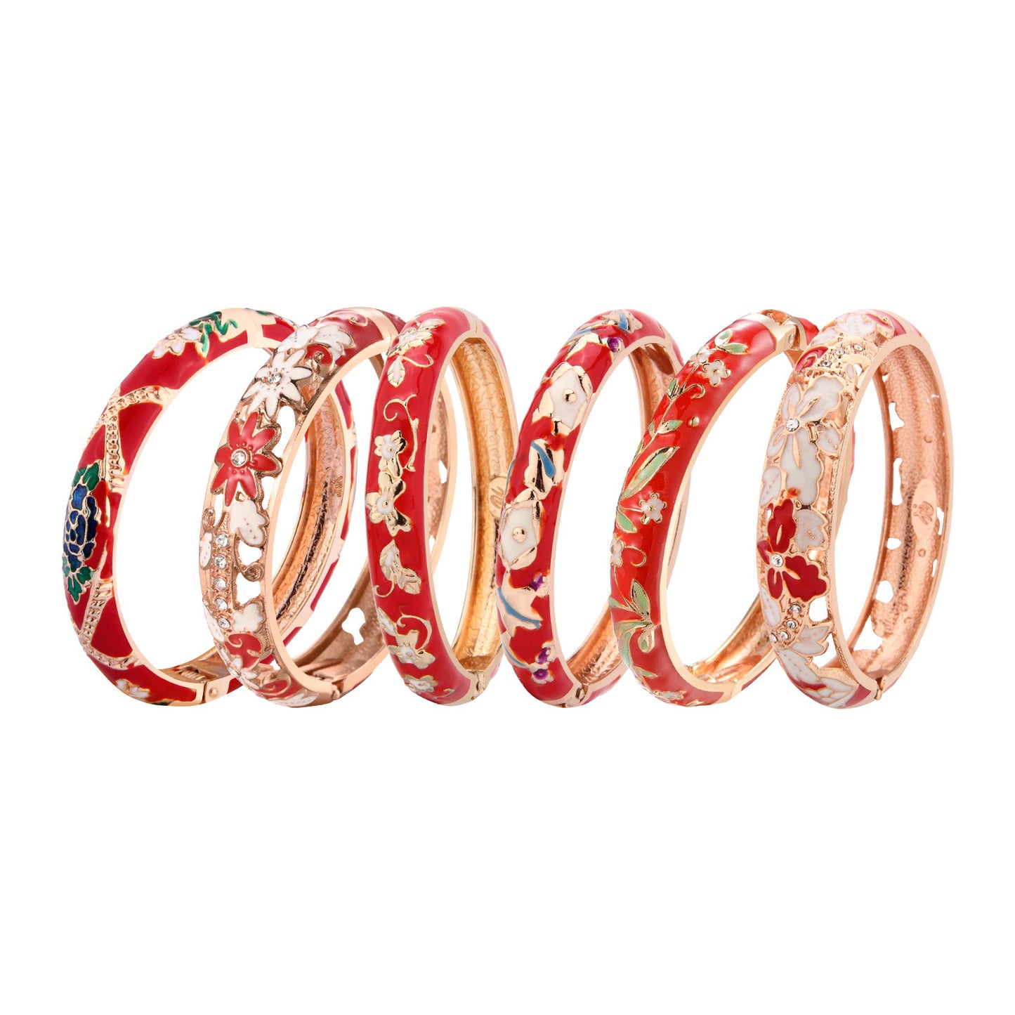 Cloisonne Red Drop Oil Flower Series Enamel Bracelets