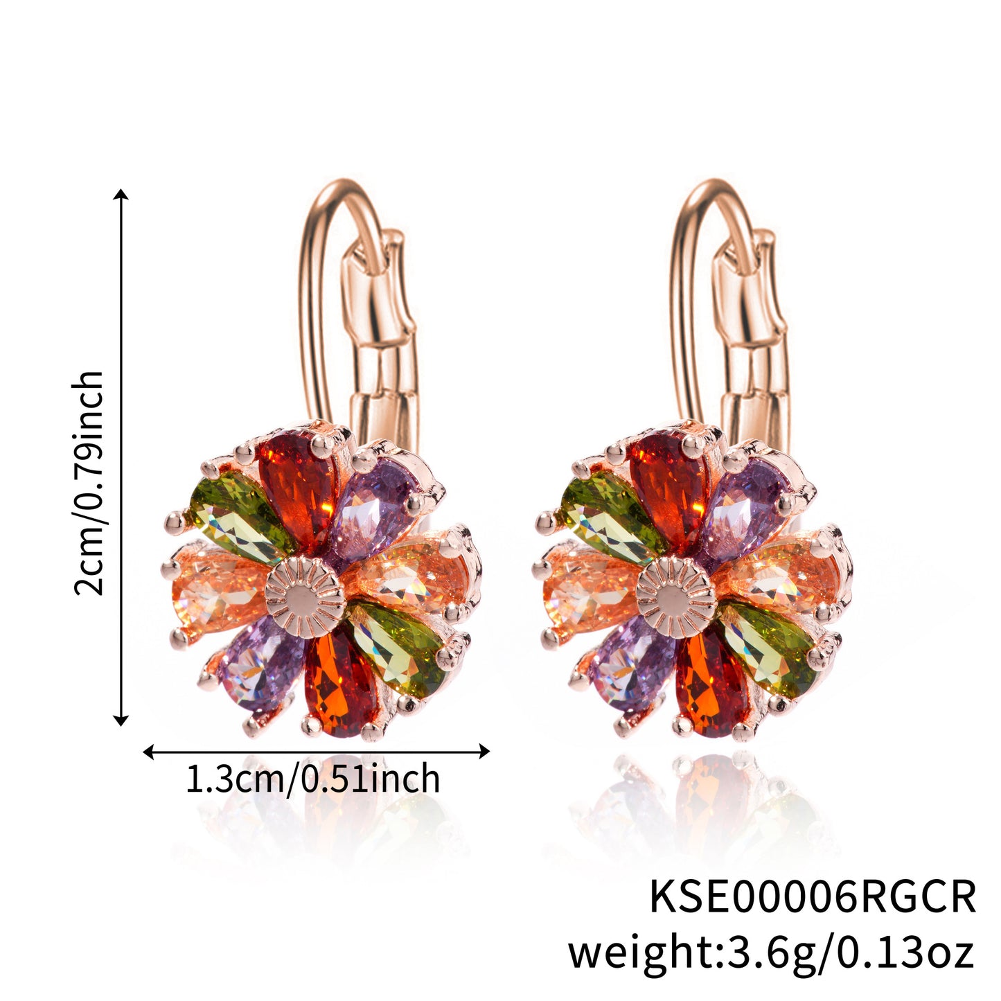 Flower Color Zircon Ear Live Broadcast Earrings