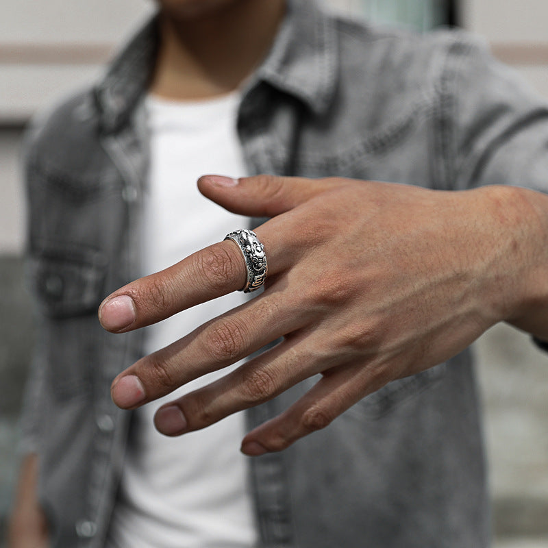Men's Retro Thai Sier Diamond Ruby Argent Pur Vajra Rings
