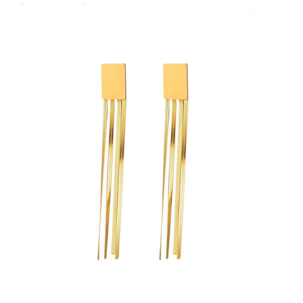 Women's Square Tassel High Sense Exaggerated Gold Earrings