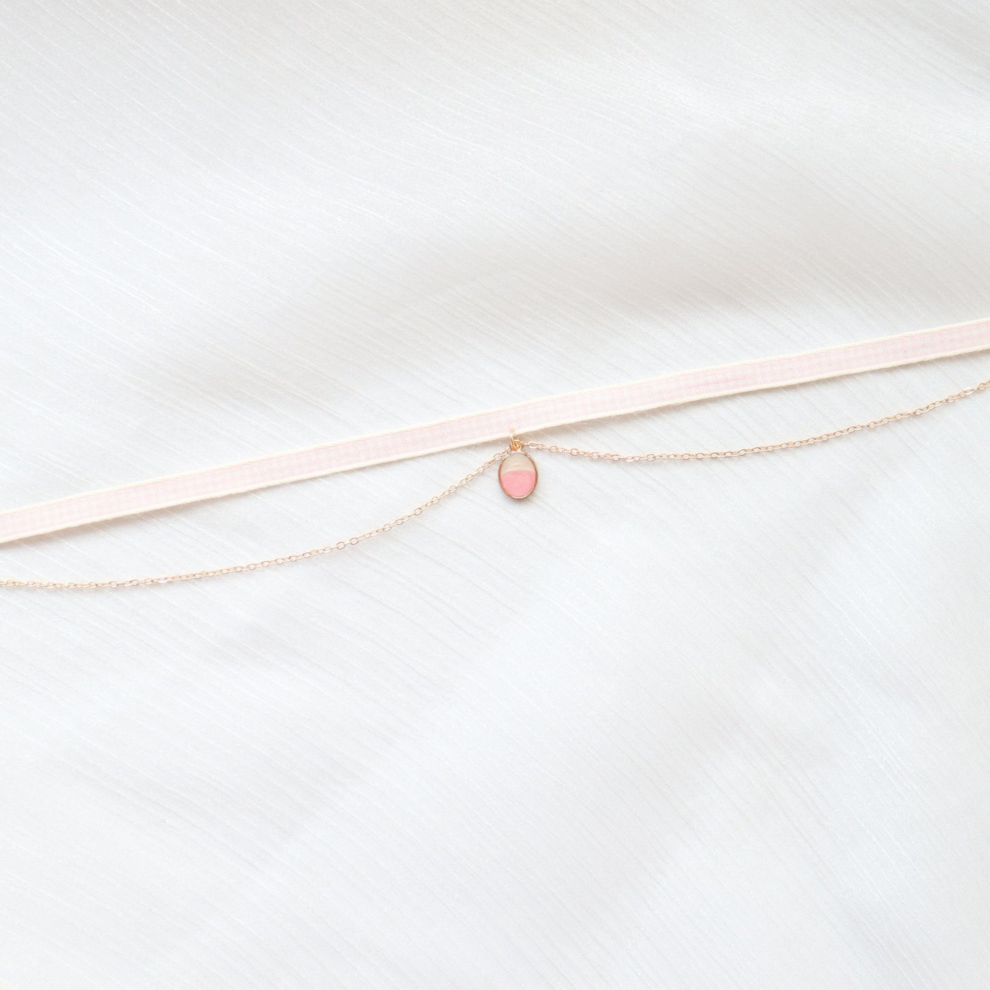 Neck Band Pink Peach Heart Short Necklaces