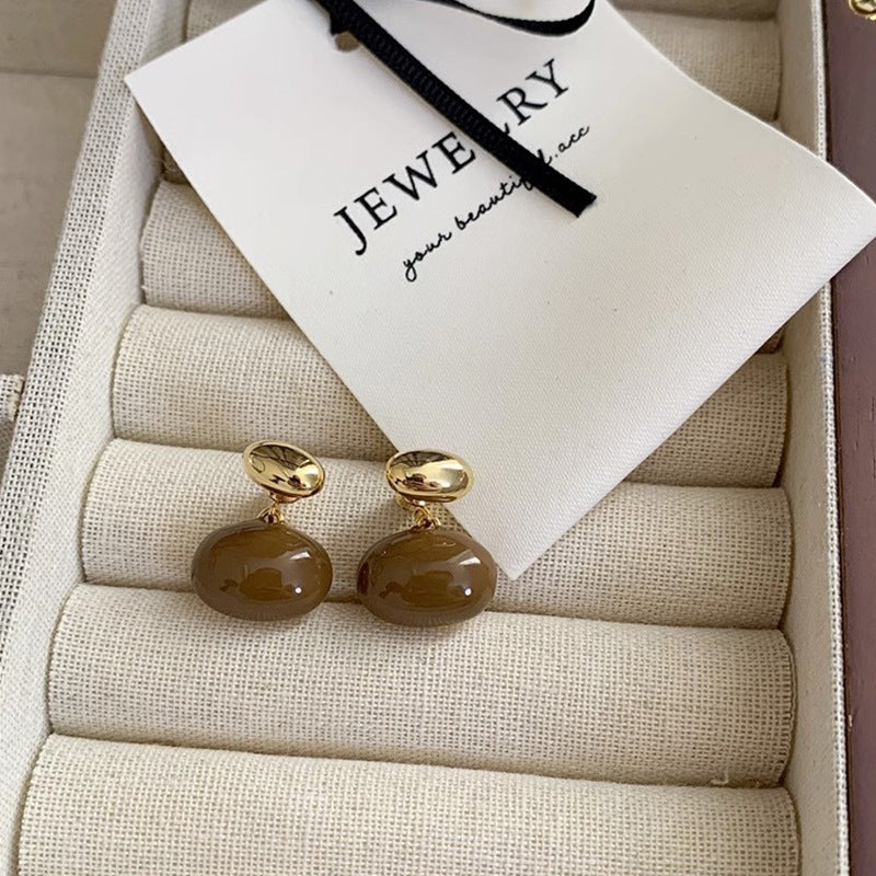 Women's Caramel Drip Glazed Ball Light Luxury Earrings