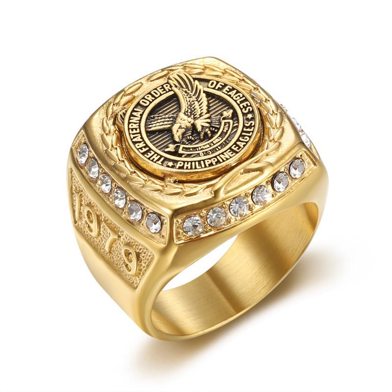 Men's Stainless Steel Vacuum Gold-plated Philippine Eagle Rings