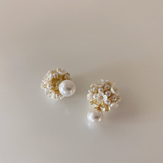 French Style Vintage Shell Flower Pearl Ball Super Rings