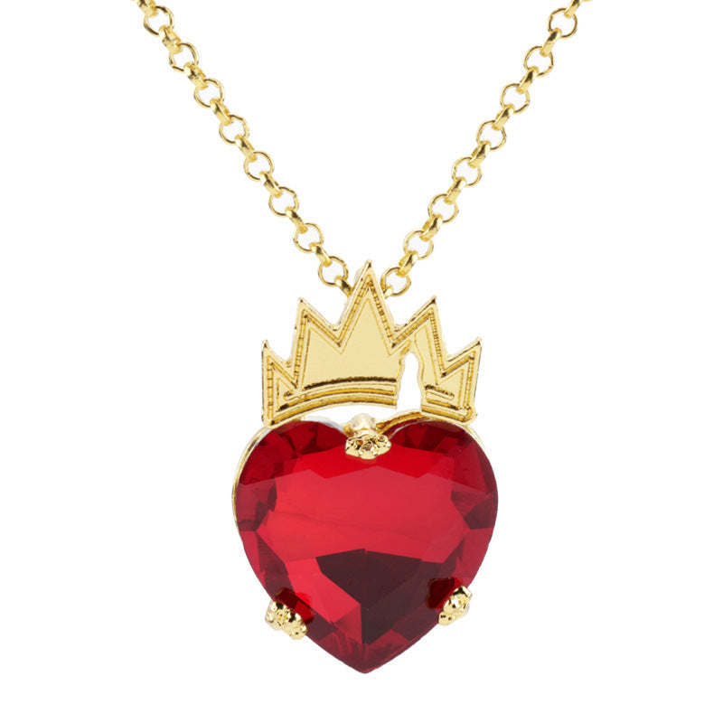 Descendant Peripheral Peach Heart Crystal Crown Necklaces