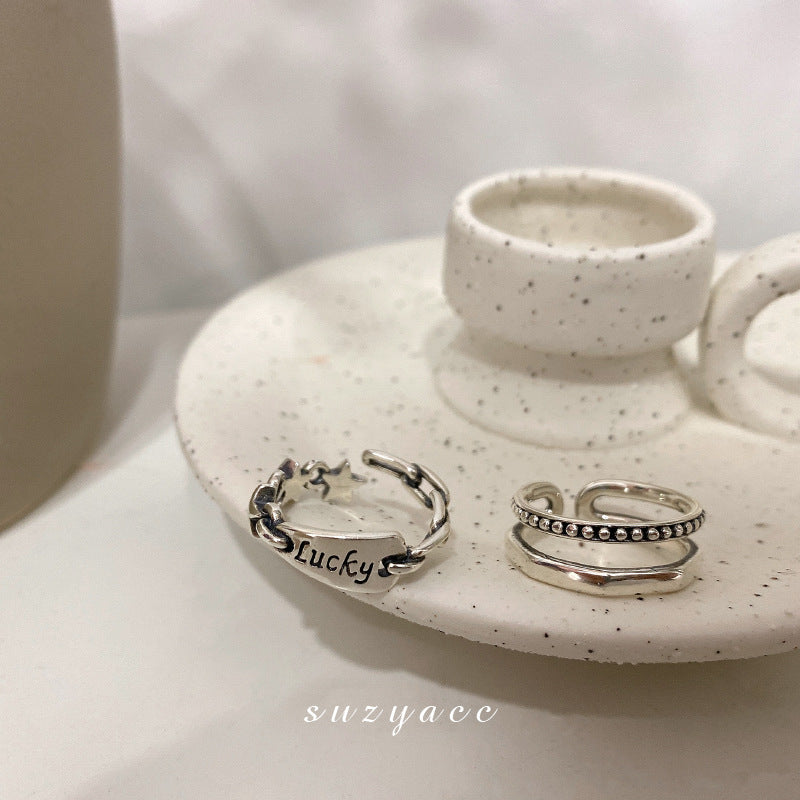 Women's Trendy Simple Cold Style Double Layer Rings