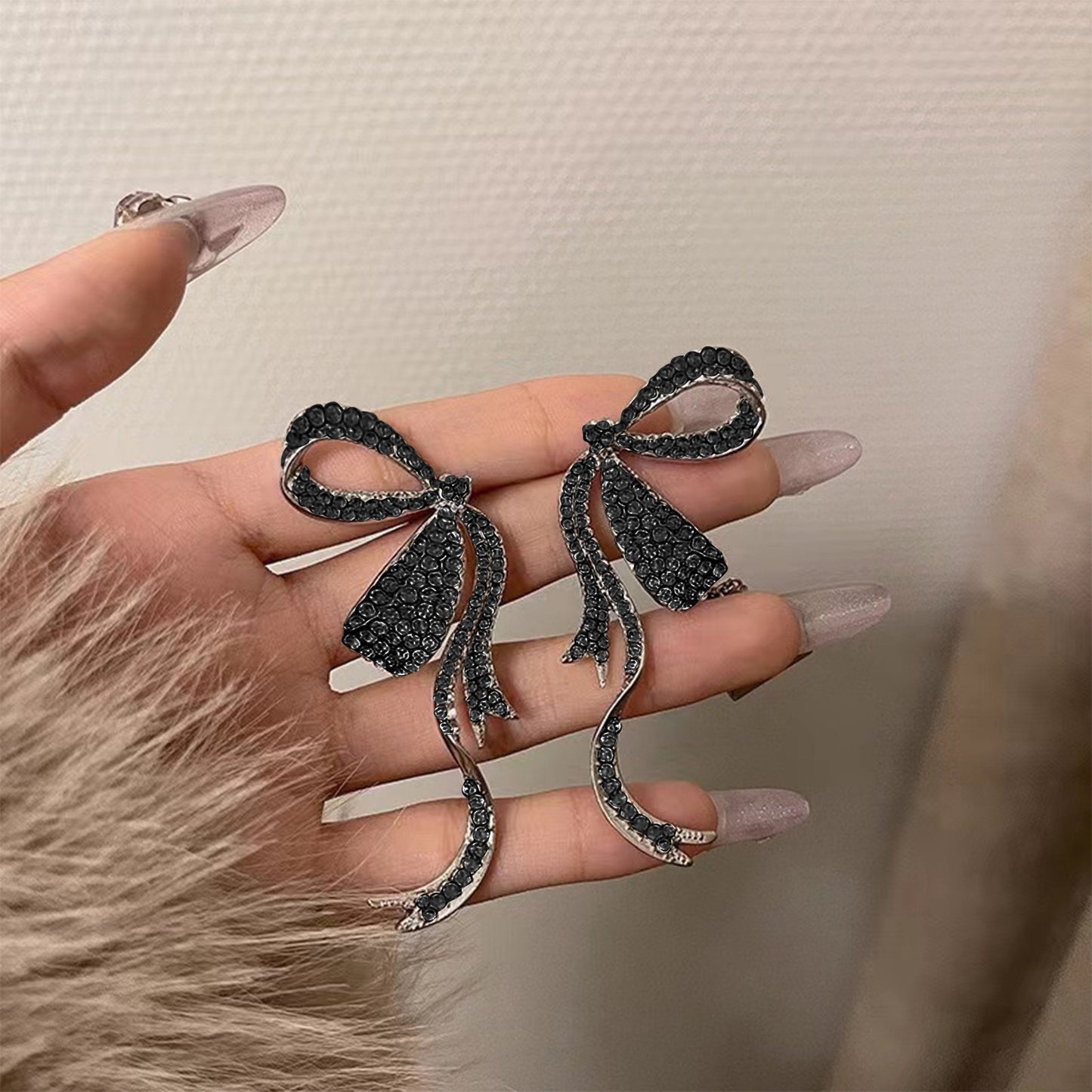 Korean Style Niche Design Butterfly Ribbon Light Luxury Full Earrings