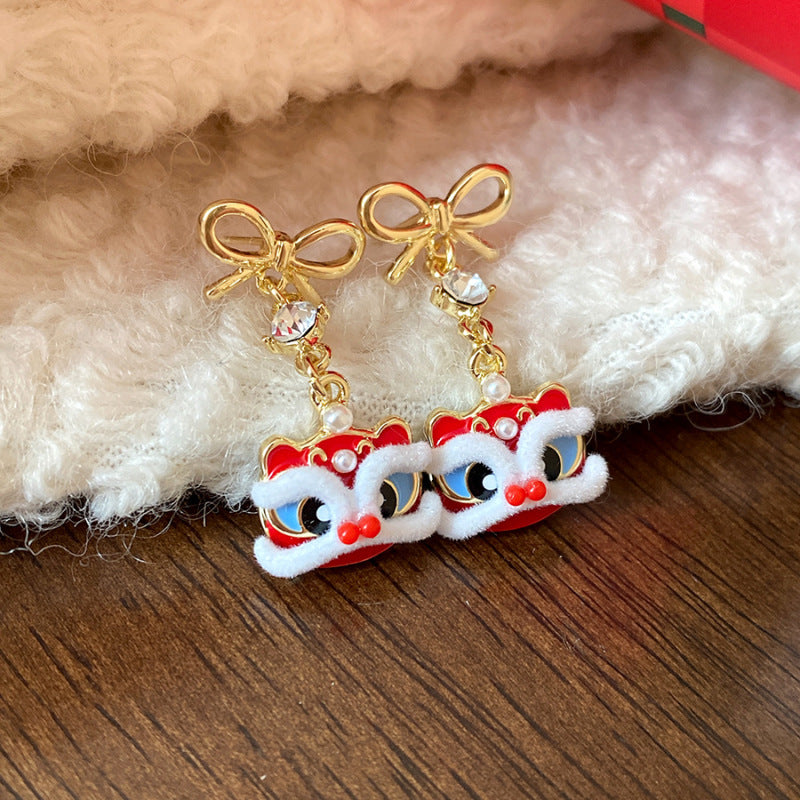 Women's Sier Needle Zircon Life Red Pony Light Luxury Earrings
