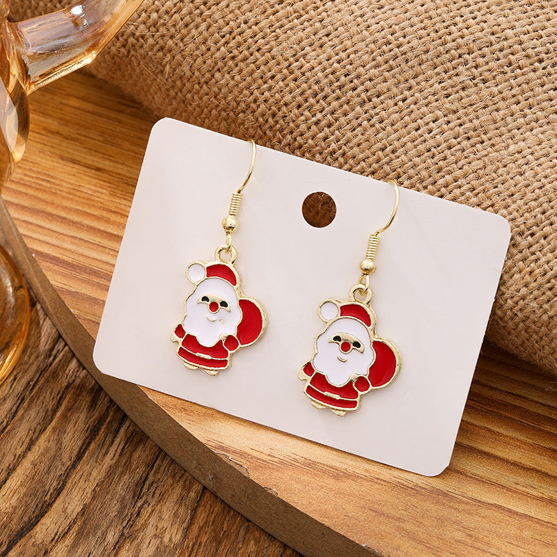 Christmas Santa Claus Snowflake Candy Cane Earrings