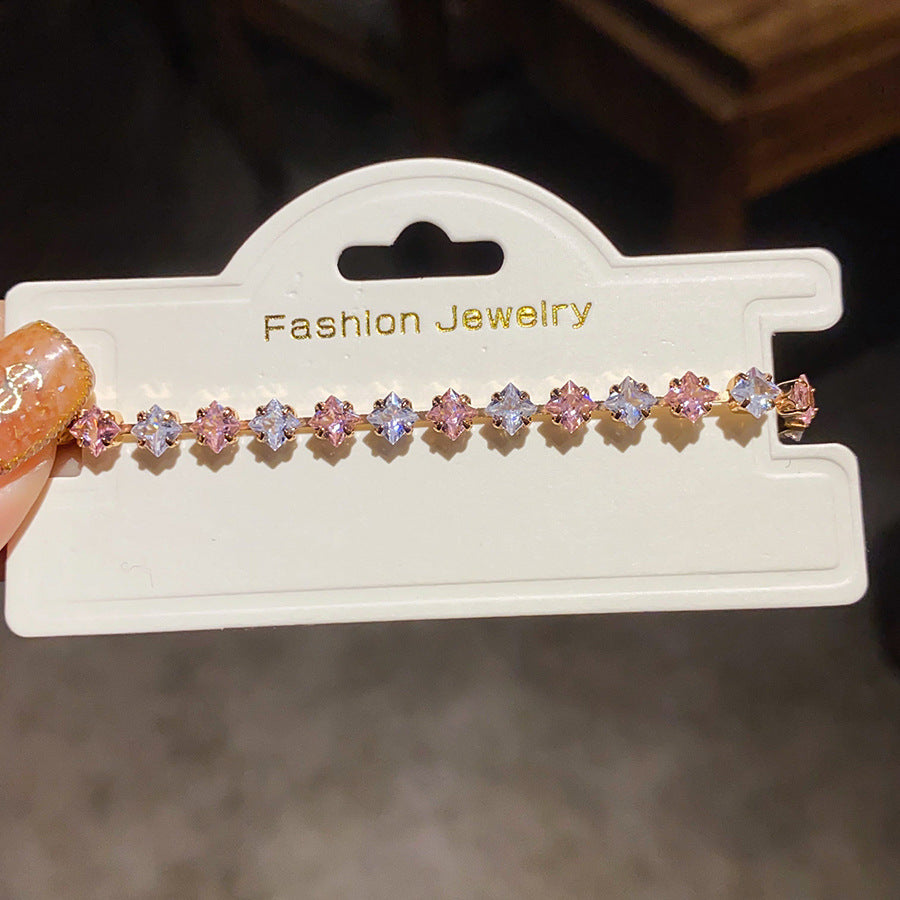 Pink Heart Diamond Flower Light Luxury Minority High Sense Fashion Bracelet