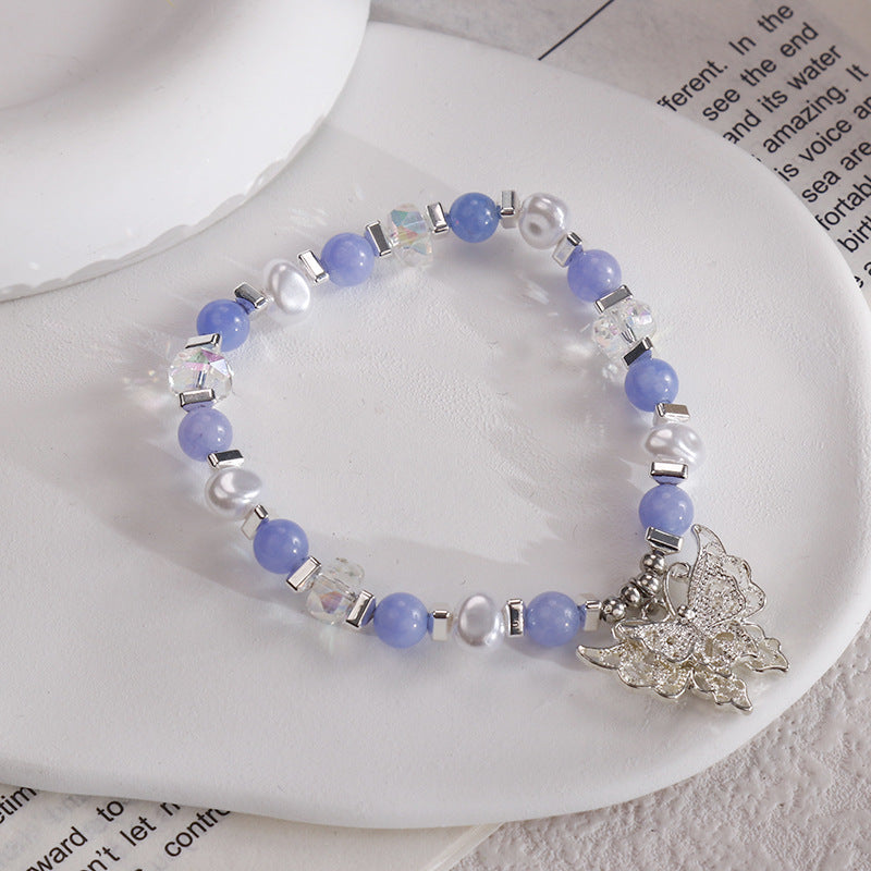 Clothing Glass Floral Beads Fresh Pastoral Tourist Attractions Elastic Bracelets