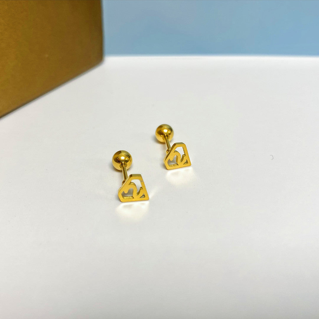 Women's Simple Small Golden Ear Bone Titanium Rings