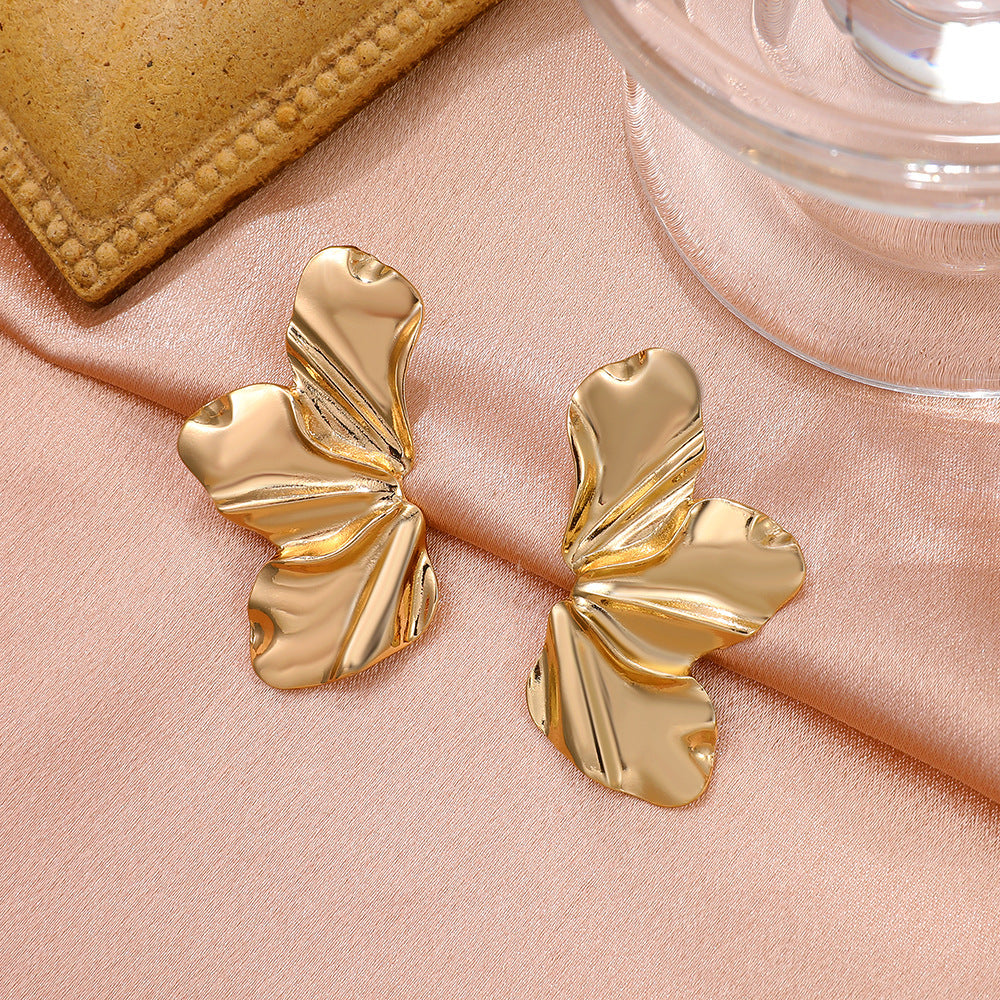 Retro Personality Liquid Fluid Metal Quality Irregular Earrings