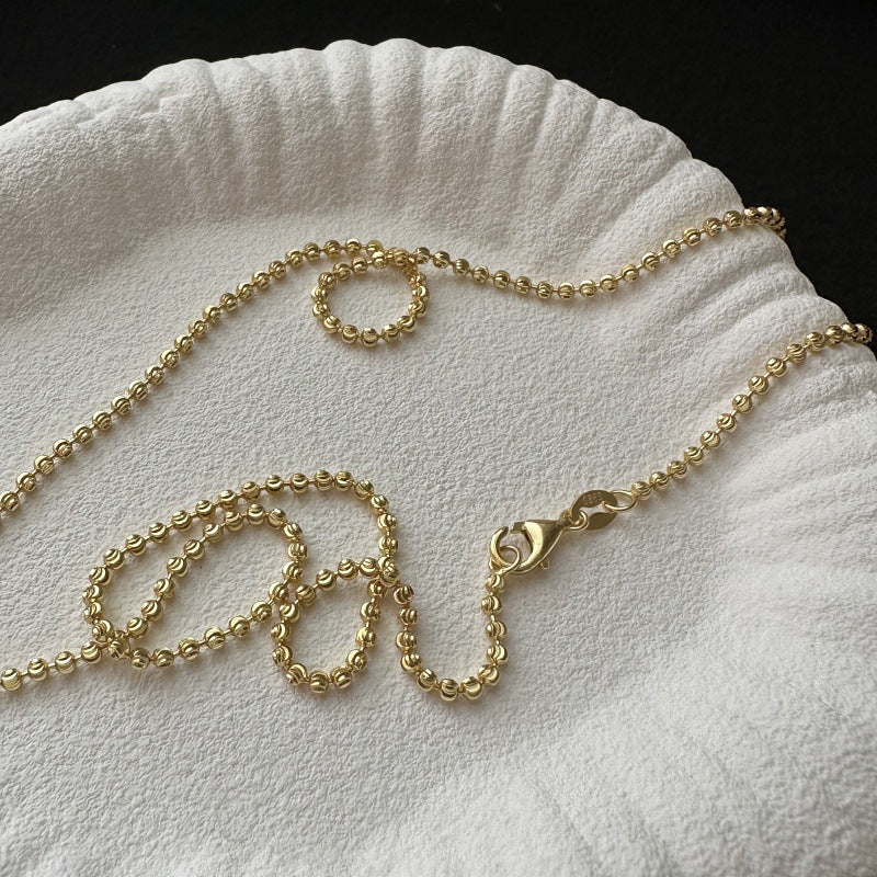 Sier Carven Design Bead Chain French Simplicity Middle Necklaces