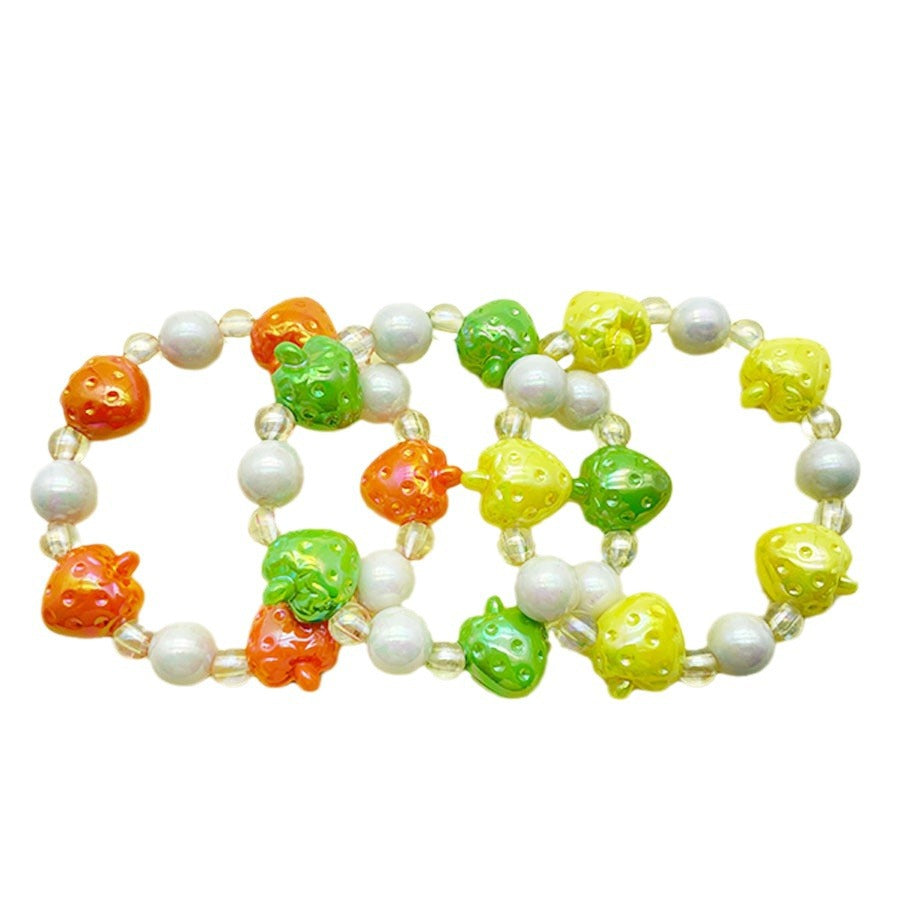 Children's Strawberry Glass Bead Female Summer Advanced Beaded Pearl Bracelets