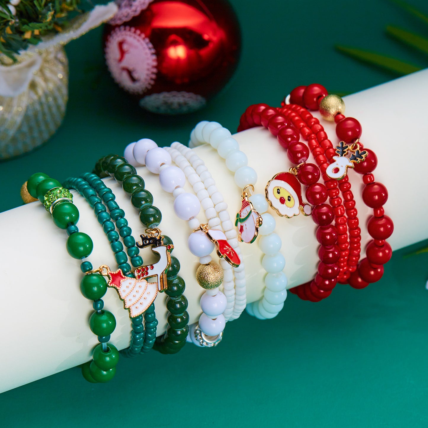 Christmas Day Colorful Acrylic Diamond Snowflake Bracelets