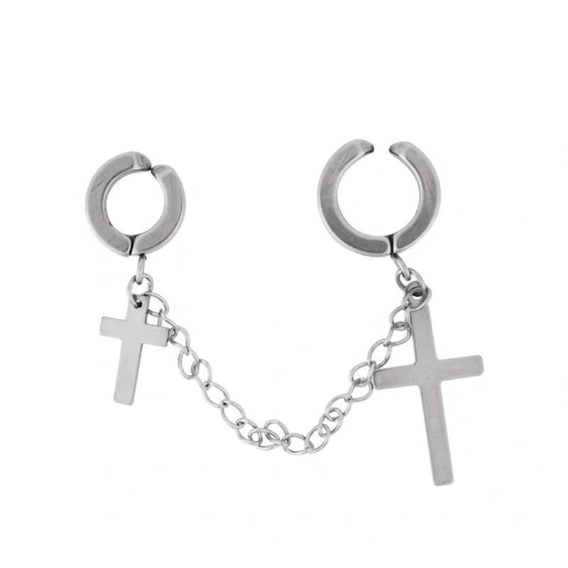 Cross Ear Chain One-piece Female Temperamental Earrings