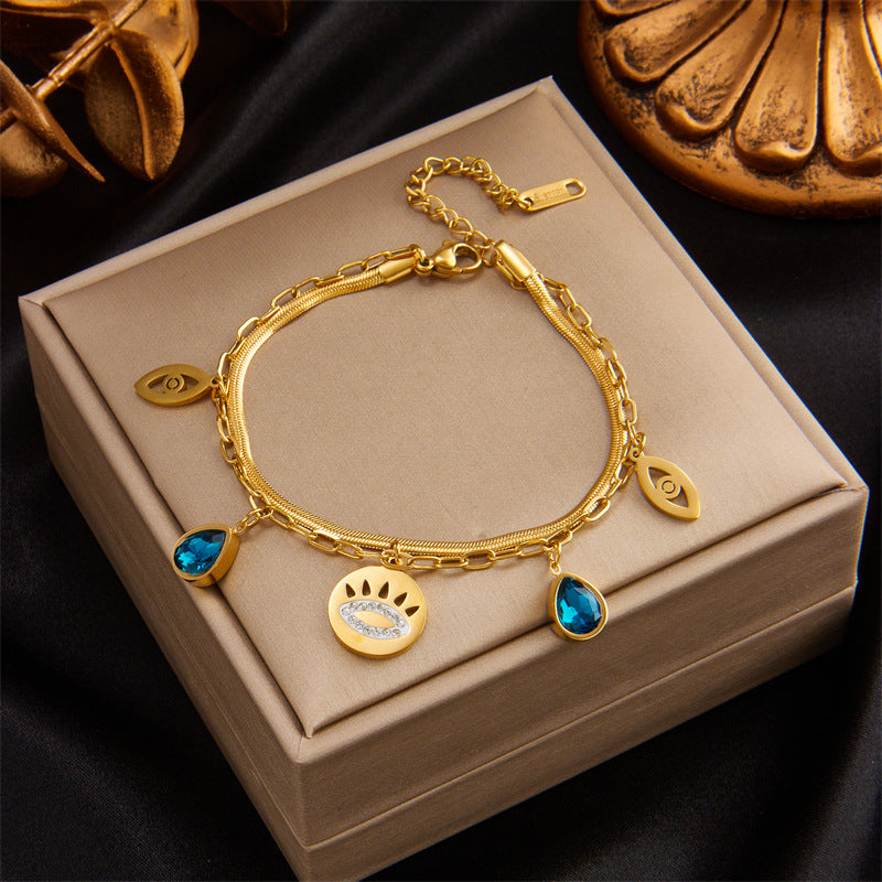 Simple Chain Heart Circle Smiley Butterfly Eye Bracelets