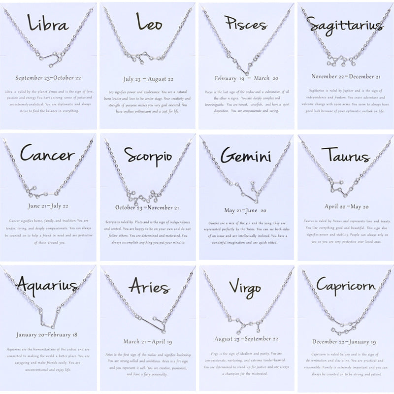 Twee Constellation Diamond Card Clavicle Chain Necklaces