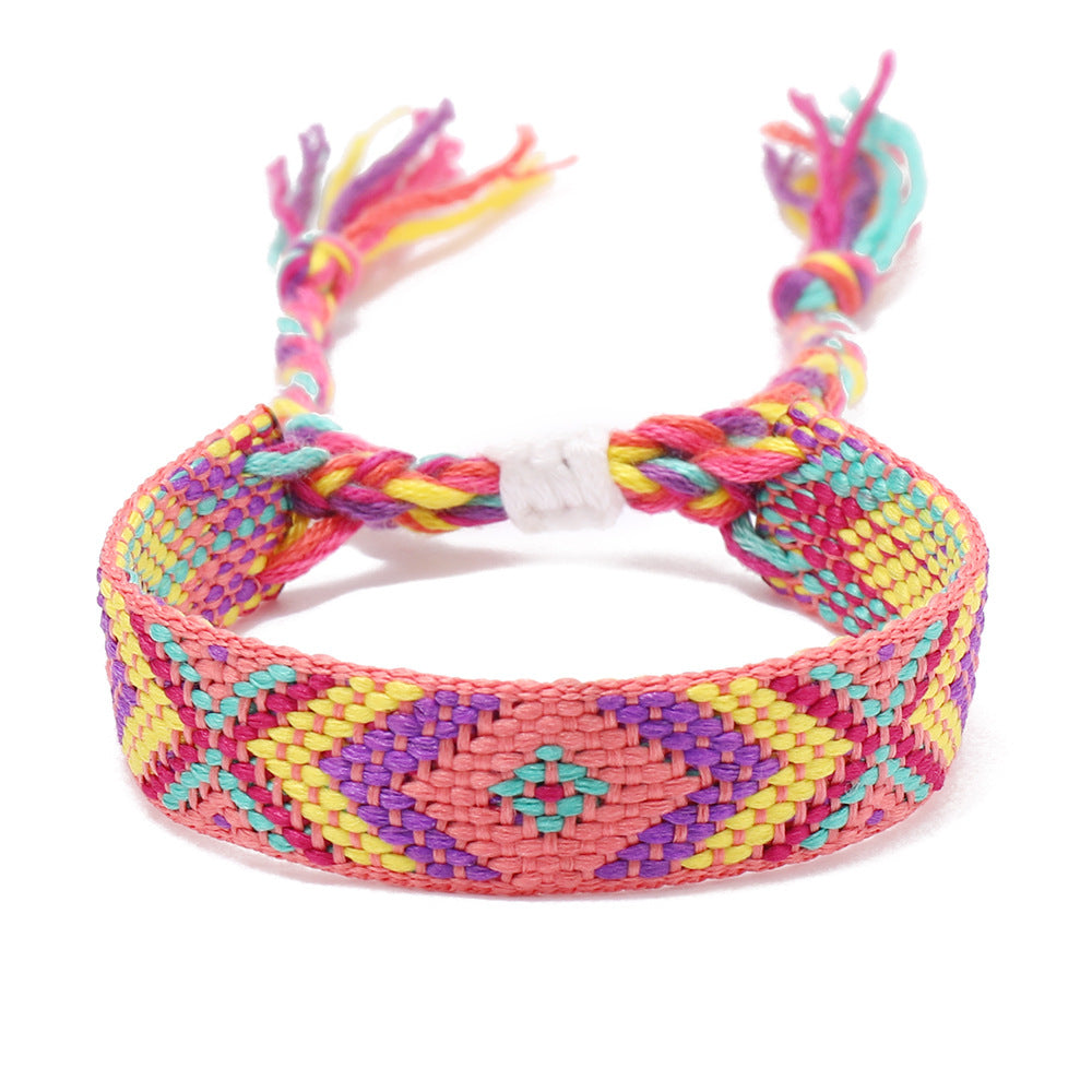 Women's Style Plaid Cotton Linen Colorful Nepal Bracelets