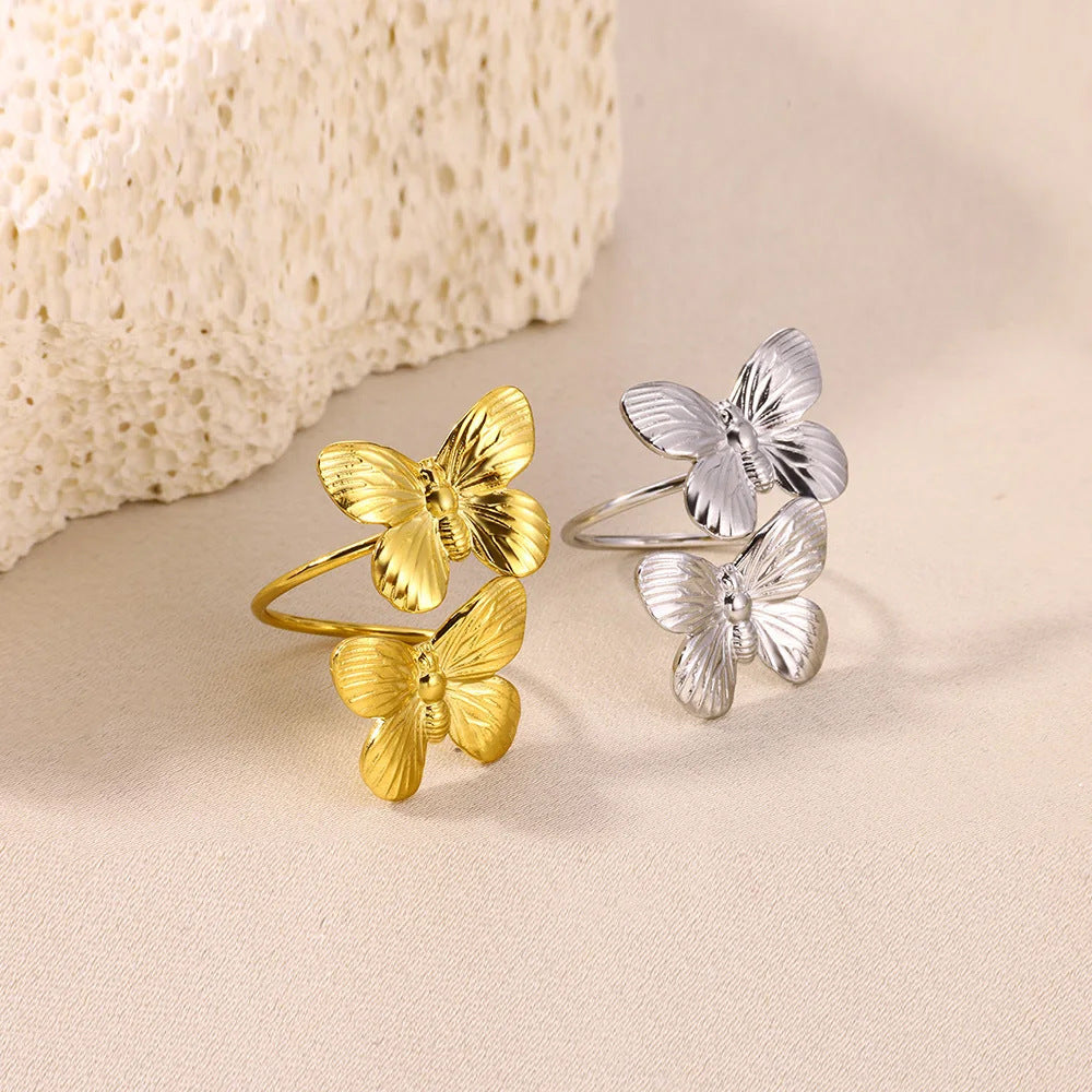 Women's Personalized Stainless Steel Female Flowers Openings Rings