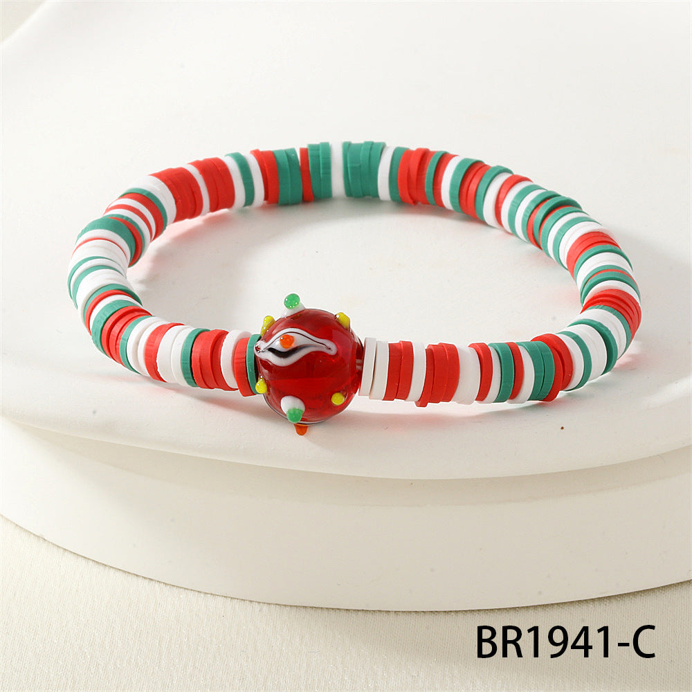 Christmas Series Clay Pieces Colored Glazing Bead Bracelets