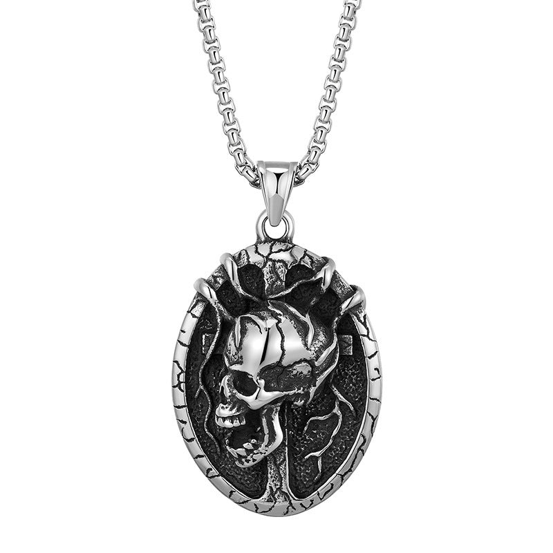 Men's Skull Titanium Steel Personality Half Face Necklaces