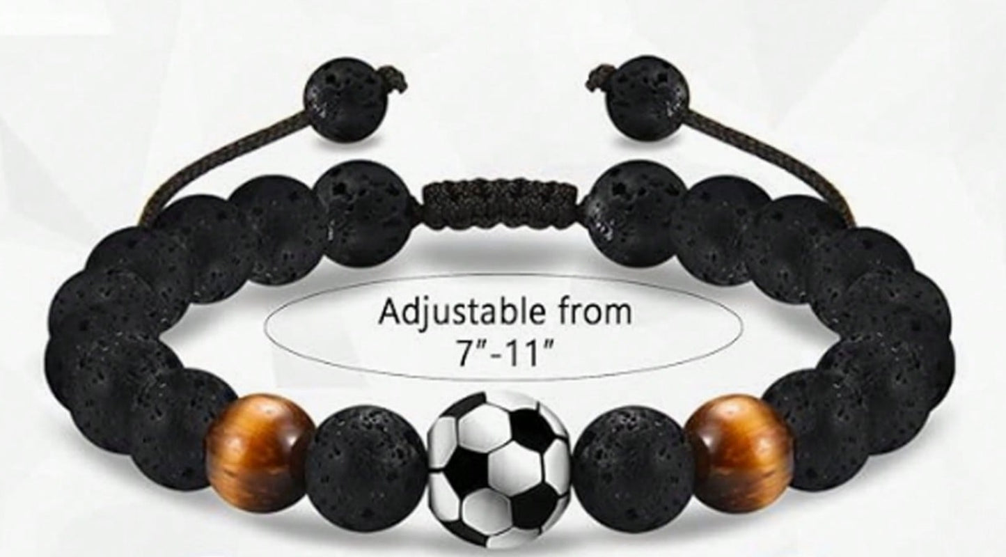 Men's Obsidian Frosted Woven Football Fashion Tigereye Volcanic Bracelets