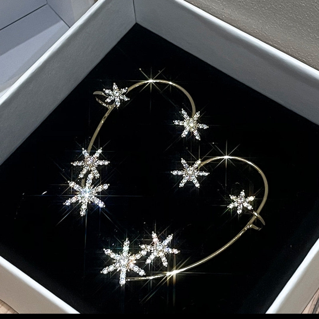 Six-pointed Star One-piece Lin Yun High Sense Clip Earrings