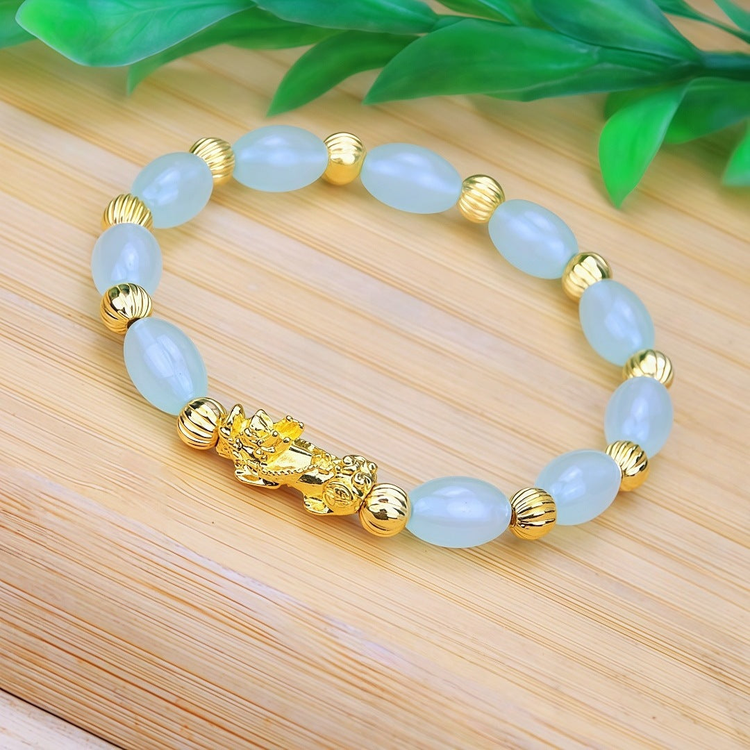 Running Rivers Lakes Live Imitation Obsidian Gilt Six Words Mantra Bracelet