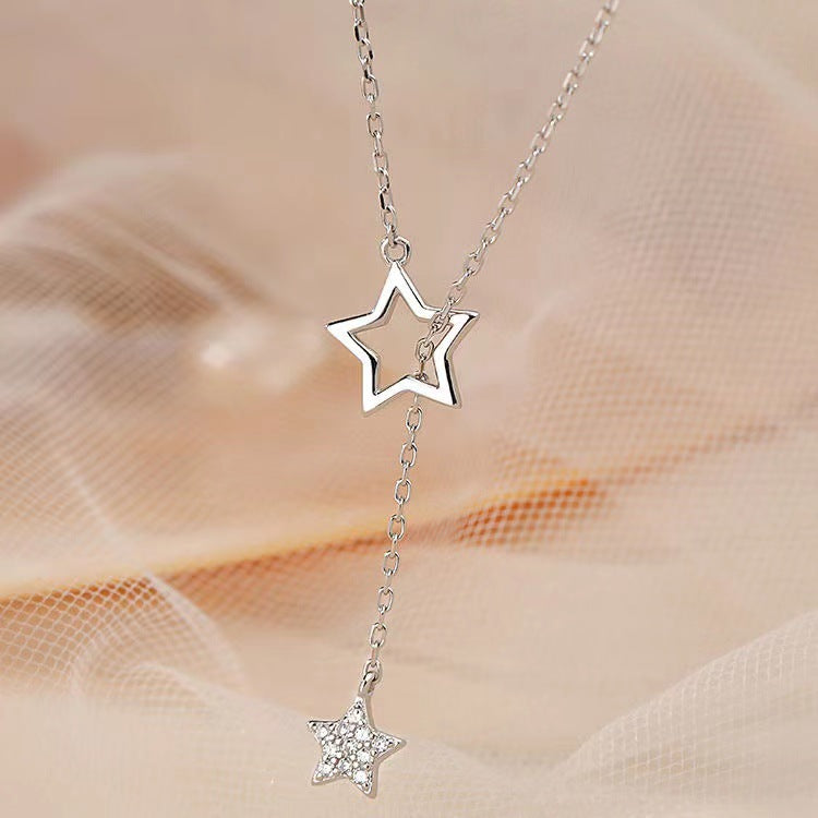 Women's Rhinestone Design Hollow Tassel Simple Temperament Necklaces