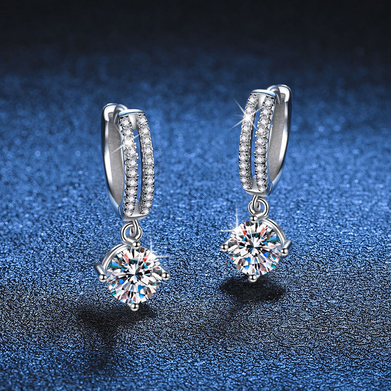 Sterling Sier Moissanite Elegant Classic Color Earrings