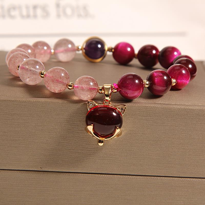 Women's Natural Garnet Crystal Jewelry Girlfriend Gifts Bracelets