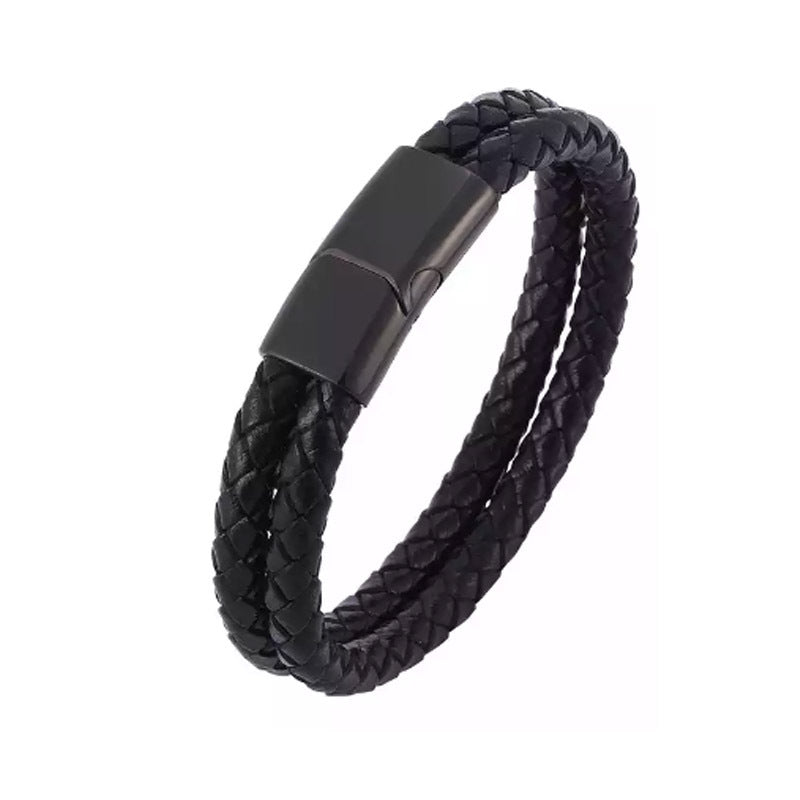 Men's Cattle Leather Hot Fashion Magnetic Snap Bracelets