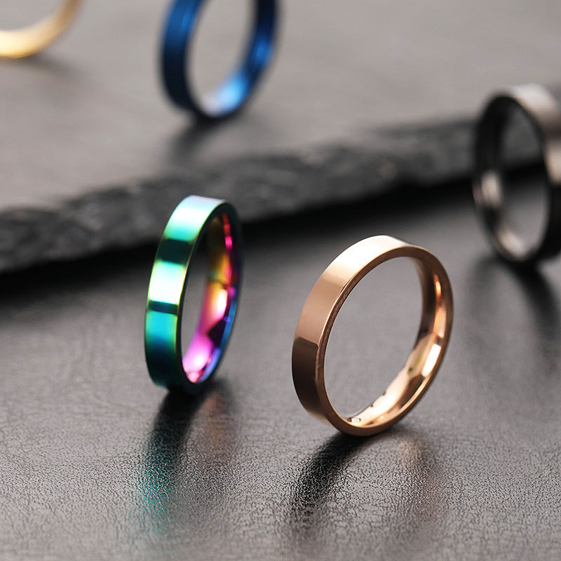 Female Design Bright Surface Simple Stainless Steel Rings