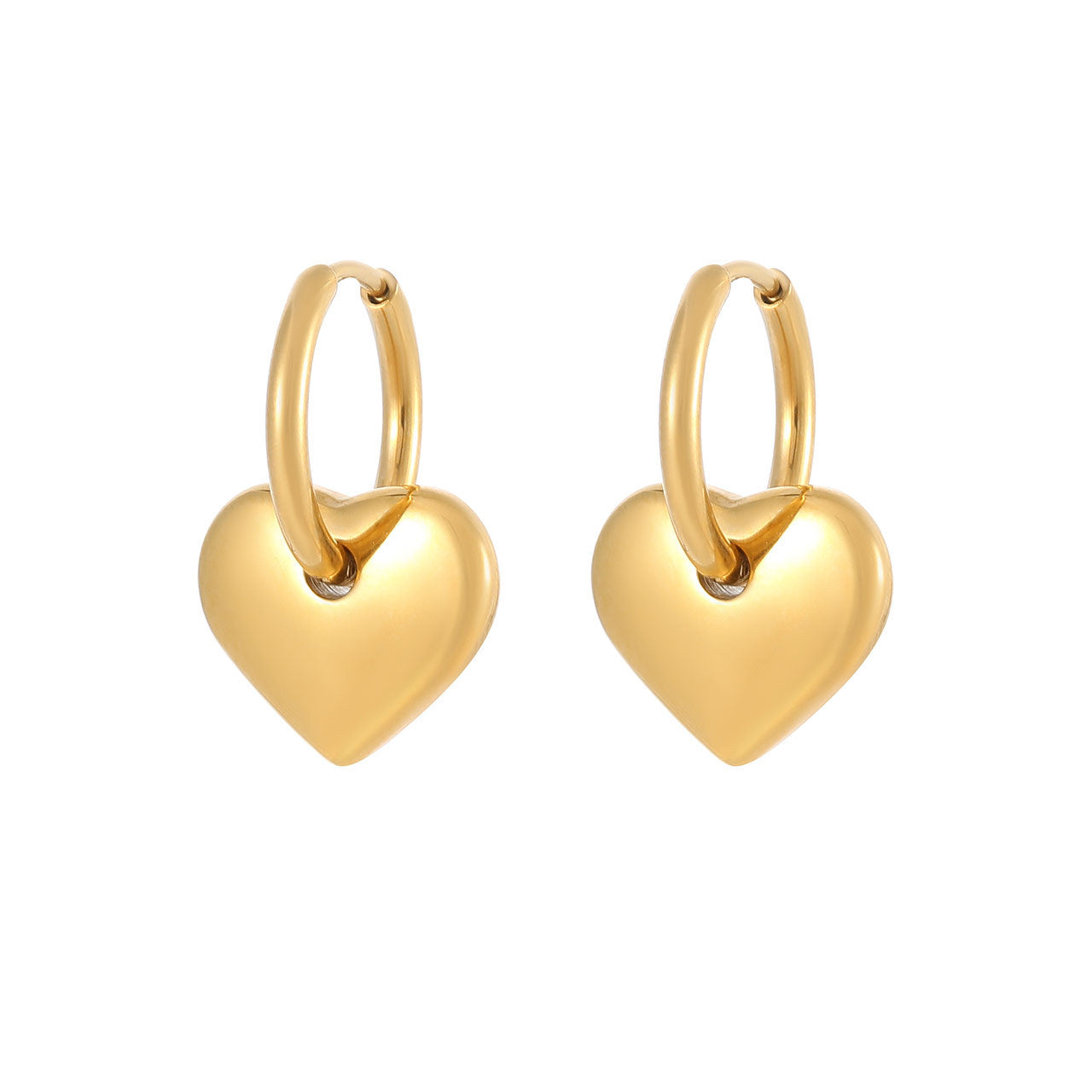 Golden Love Heart-shaped Fashion Style Female Earrings