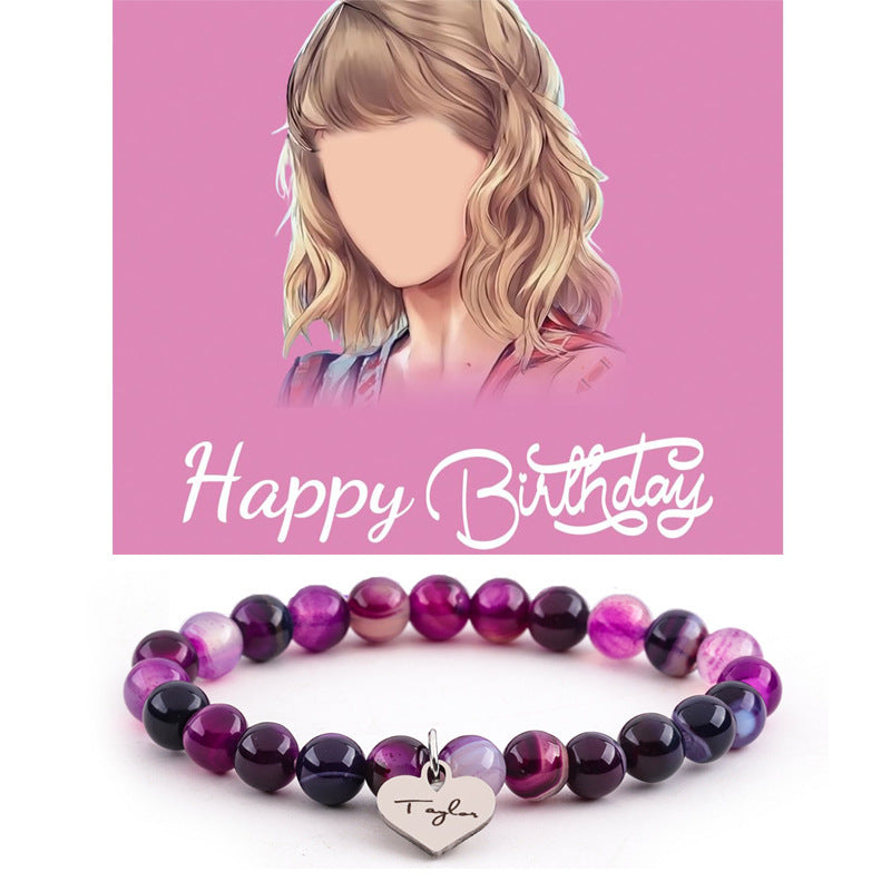 Taylor Birthday Party Music Festival Peach Heart Natural Bracelets