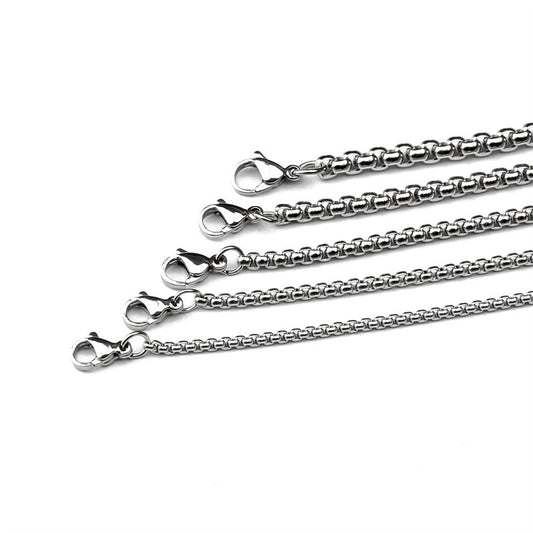 Men's Stainless Steel Square Pearl Chain Titanium Ornament Necklaces